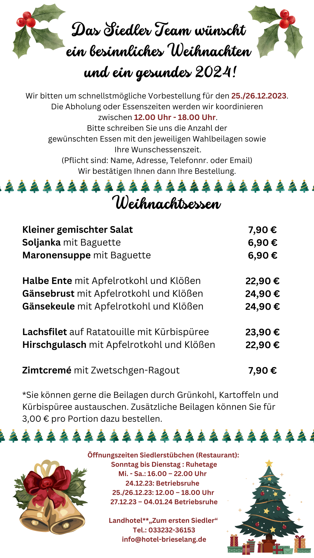 Weihnachtskarte Landhotel 2024